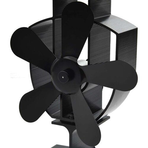 VidaXL Ventilator za peć na toplinski pogon s 5 lopatica crni Slike