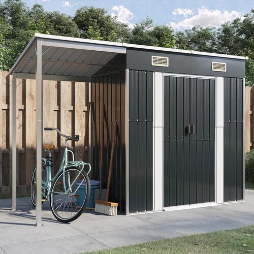 VidaXL vrtna lopa z nadstre&amp;scaron;kom antracitna 277x110,5x181 cm jeklo Slike