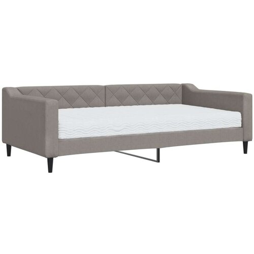  Dnevni krevet s madracem smeđesivi 100 x 200 cm od tkanine Slike