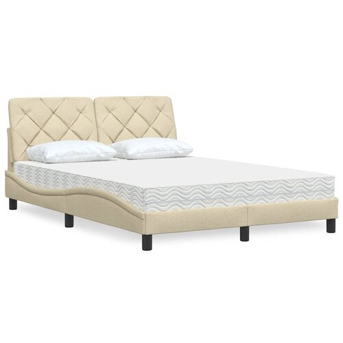 VidaXL Krevet s madracem krem 120 x 200 cm od tkanine Slike