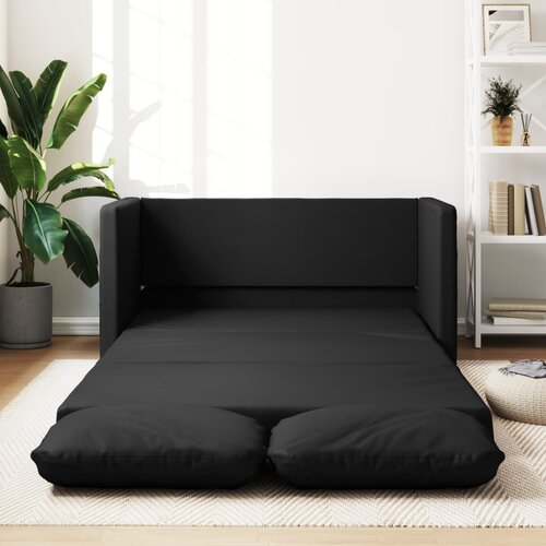 vidaXL Talni raztegljiv kavč 2 v 1 črn 112x174x55 cm umetno usnje Cene
