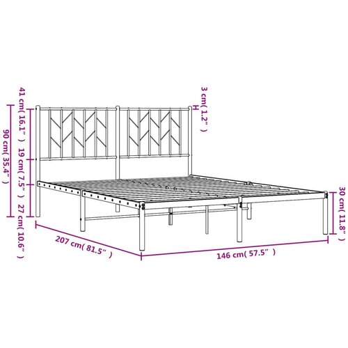 VidaXL Metalni okvir za krevet s uzglavljem bijeli 140 x 200 cm Slike