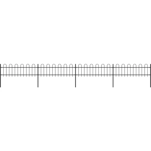vidaXL Vrtna ograja z obročastimi vrhovi jeklo 6,8x0,6 m črna