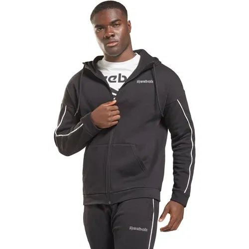 Reebok TRAINING ESSENTIALS PIPING FZ HOODIE Muška majica za trening, crna, veličina