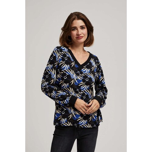 Marisse Patterned V-Neck Blouse, Black Cene