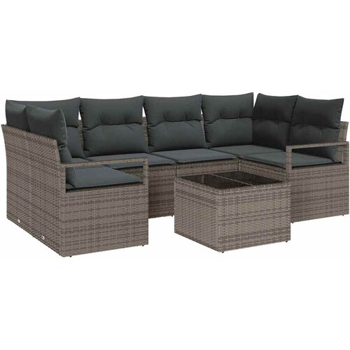  Set sofe 7 kom. 6-Broj sjedala Siva poliratan 234 x 122 x 85 cm Slike