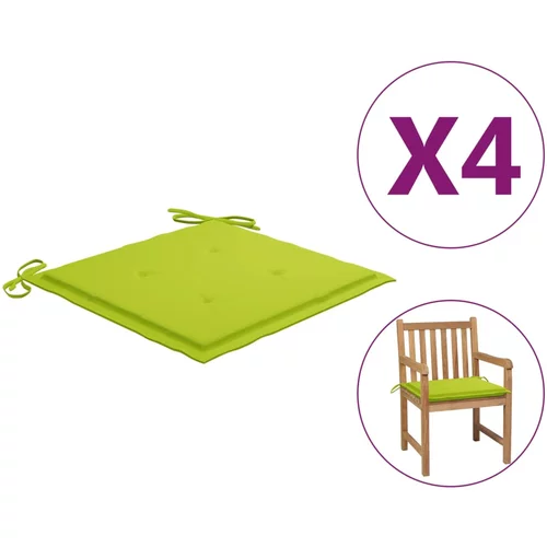 Jastuci za vrtne stolice 4 kom jarko zeleni 50x50x4 cm tkanina
