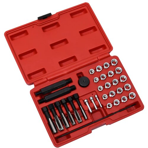 vidaXL 33-dijelni set alata za popravak navoja svjećice M8 M10 M12 Cijene