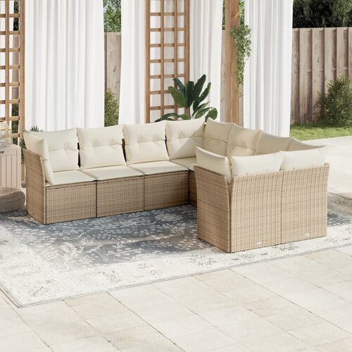 vidaXL 8-dijelni set vrtnih sofa od poliratana s jastucima bež Cijene