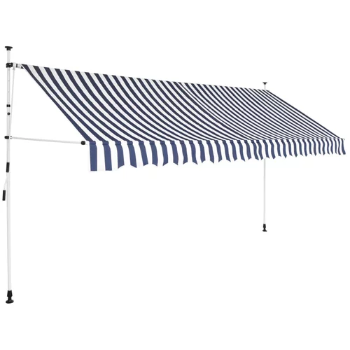 vidaXL Ročno zložljiva tenda 350 cm modre in bele črte, (20609903)