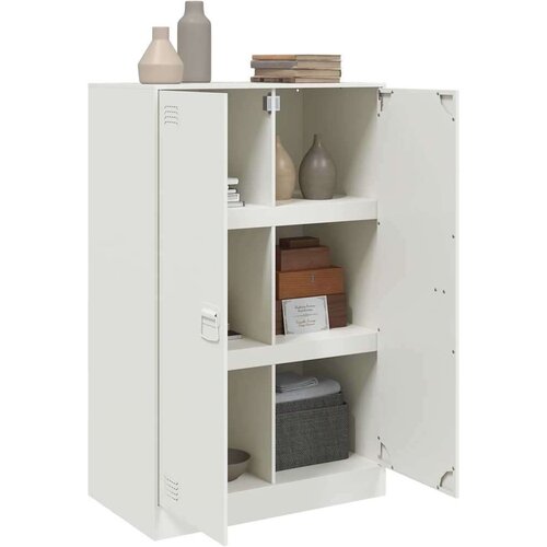 VidaXL Komoda bela 67x39x107 cm jeklo Slike
