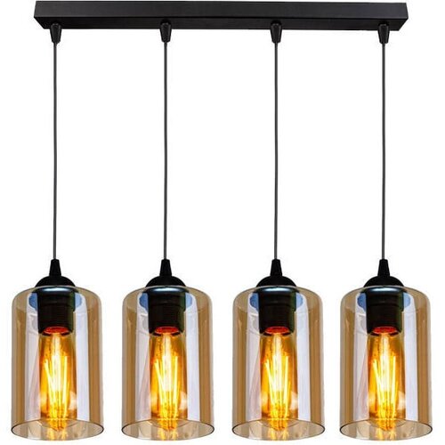 Candellux Lighting Črna viseča svetilka s steklenim senčnikom 10x65 cm Bistro - Candellux Lighting Cene