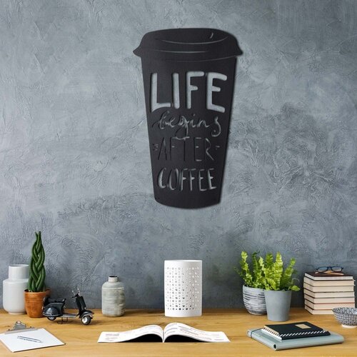 Wallity Zidna dekoracija Coffee Cup, 50 x 30 cm, Crna Cene