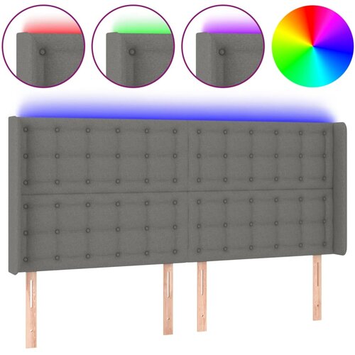 Maison Chic led posteljno vzglavje - vzglavna omarica - nočna omarica temno sivo 183x16x118/128 cm blago, (21713175) Slike