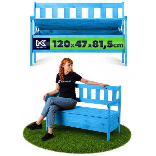 KADAX Lesena vrtna klop z naslonjalom 120 cm z zabojem za teraso, balkon, vrt, (5000362018) Slike