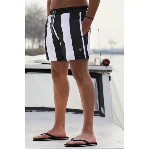 Madmext Black Striped Men's Marine Shorts 6360