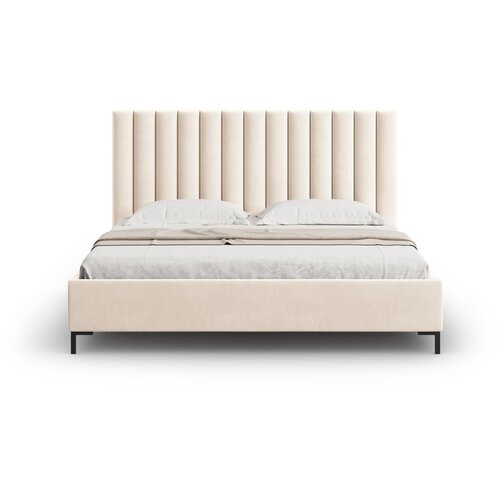 Mazzini Beds Bež oblazinjena zakonska postelja s prostorom za shranjevanje z letvenim dnom 180x200 cm Casey &amp;ndash; Slike