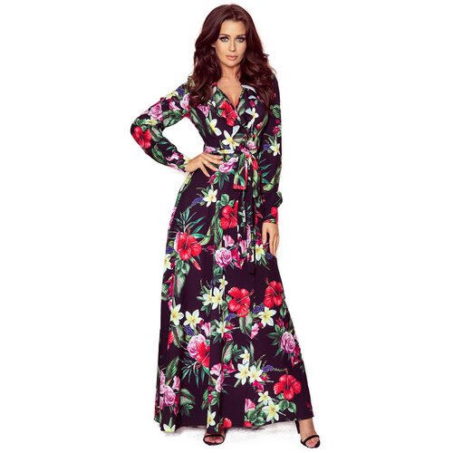 Numoco Maxi dress with ruffle and flower print Slike