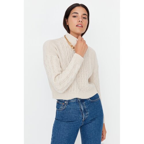 Trendyol Stone Knitted Detailed Knitwear Sweater Slike