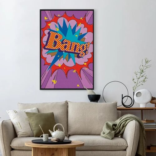  Slika - Comic Street Art (1-part) - Colorful Text on Vibrant Background 40x60 U crnom drvenom okviru Slike