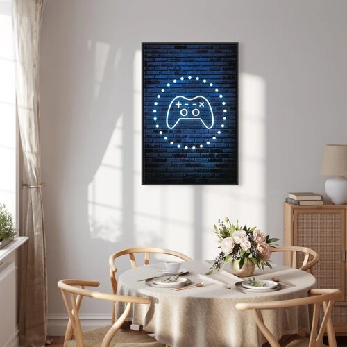  Slika - Neon Gamepad 60x90 U crnom drvenom okviru Slike