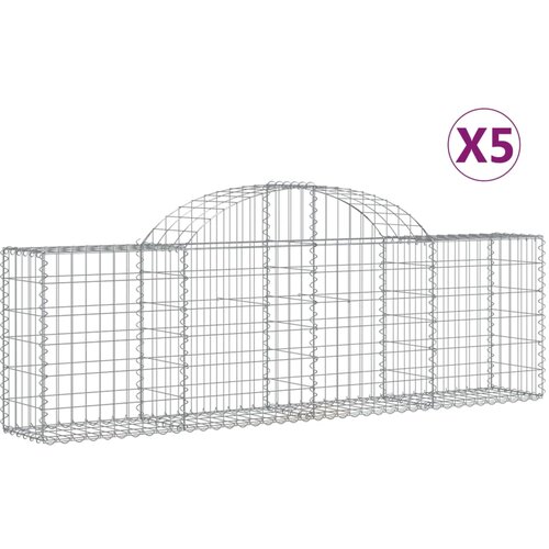  Lučne gabionske ko&amp;scaron;are 5 kom 200x30x60/80 cm pocinčano željezo Slike