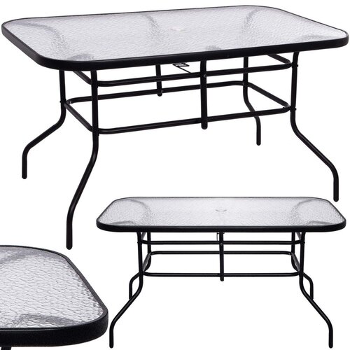 Springos stakleni vrtni stol 120 x 70 x 70 cm crni Slike