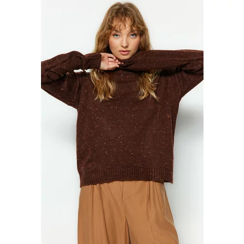 Trendyol Brown Soft-Textured Knotted Knitwear Sweater