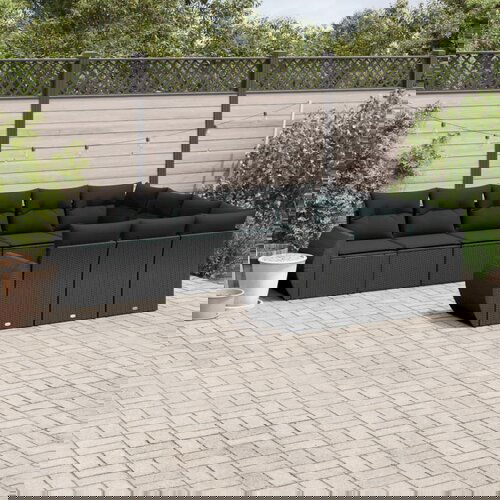 VidaXL 10-dijelni set vrtnih sofa s jastucima crni od poliratana Slike