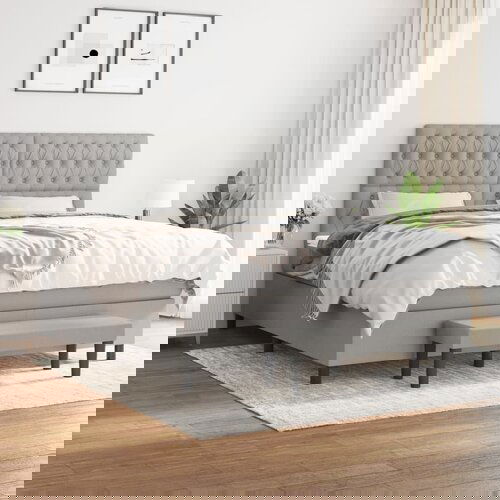 The Living Store Box spring postelja z vzmetnico svetlo siva 180x200 cm blago - Box Spring Postelja, (21518530) Slike