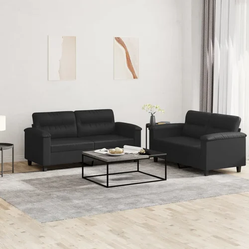 vidaXL 2-dijelni set sofa s jastucima crni od umjetne kože