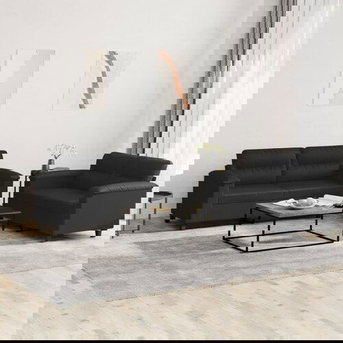 VidaXL 2-dijelni set sofa s jastucima crni od umjetne kože Slike