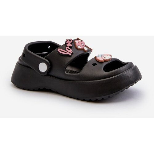 Kesi Lightweight children's foam sandals with embellishments, Black Ifraga Slike