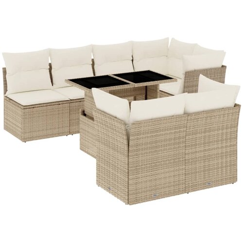 Maison Chic Seti vrtnega pohištva - Vrtna garnitura - Vrtni pohištvo set 8-delna z blazinami bež poli ratan, (21799033) Cene