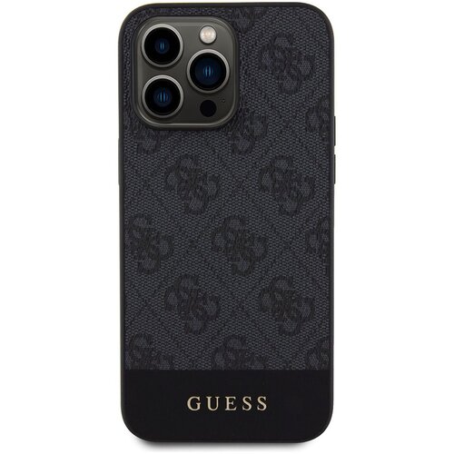 Guess PU 4G Stripe MagSafe Zadn&amp;iacute; Kryt pro iPhone 15 Pro Black Ovitek za telefon Vijolična Slike