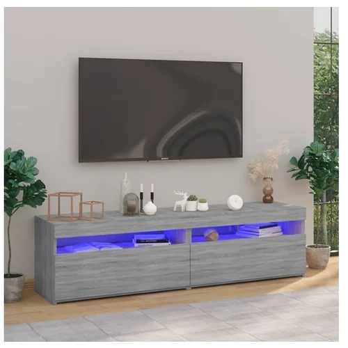  TV omarica z LED lučkami 2 kosa siva sonoma 75x35x40 cm
