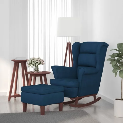 vidaXL Stolica za ljuljanje s drvenim nogama i stolcem plava baršun