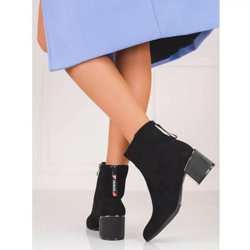 SHELOVET suede ankle boots for women black