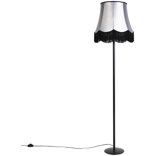 QAZQA Retro talna svetilka črna s senčilom babice črna s sivo 45 cm - Simplo Slike