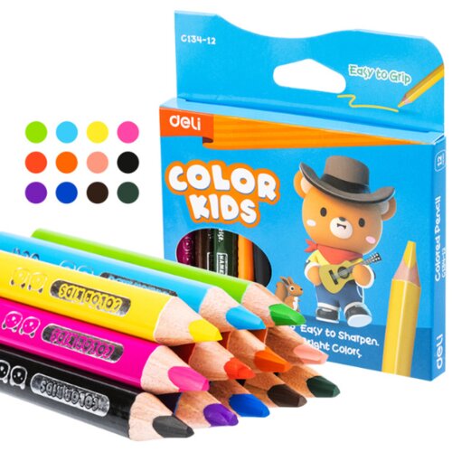 Deli Kratke drvene bojice Jumbo color kids EC134-12, 12 komada Slike