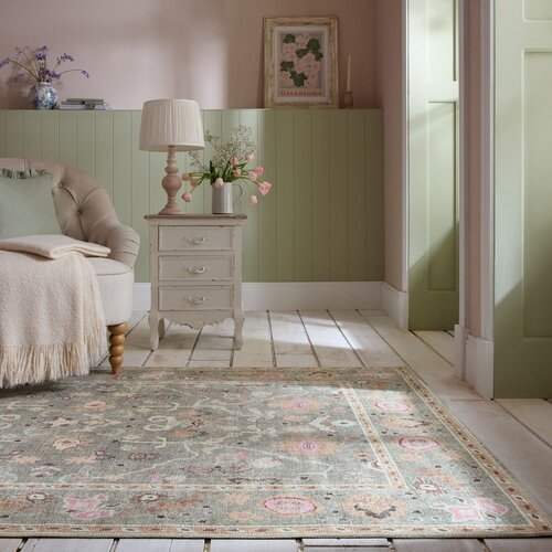 Flair Rugs Svetlo zelena pralna preproga 190x290 cm Una Floral &amp;ndash; Slike