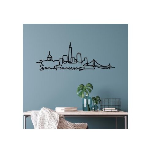 WALLXPERT Zidna dekoracija San Francisco, 120x43cm, Crna Cene