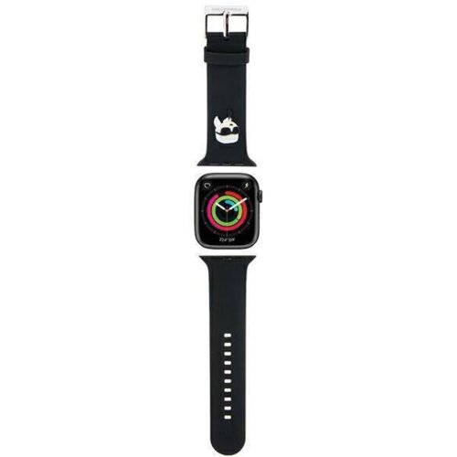 Karl Lagerfeld silikonski pašček za uro za apple watch 42 / 44 / 45 / 49 mm - karls head - črn - klawlslkp Cene