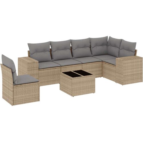 VidaXL 7-dijelni set vrtnih sofa od poliratana s jastucima bež Slike