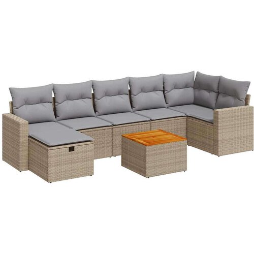  8-dijelni set vrtnih sofa od poliratana s jastucima bež Slike