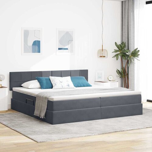 vidaXL krevet s od storage s madracem tamno siva 200 x 200 cm baršun Cene
