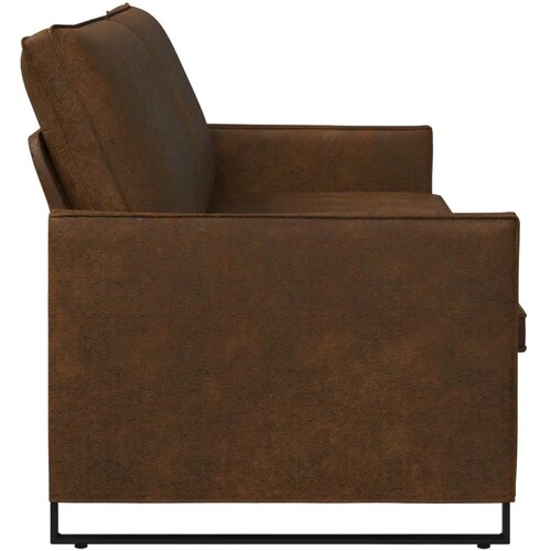 SOFA za 3 osobe Smeđa 220 x 81 x 82 cm Umjetni sued - Smeđa 210 cm Slike