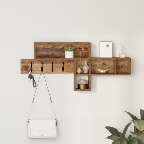 VidaXL Vje&amp;scaron;alica za kapute na zidu Staro drvo 100 x 12 x 43.5 cm Slike