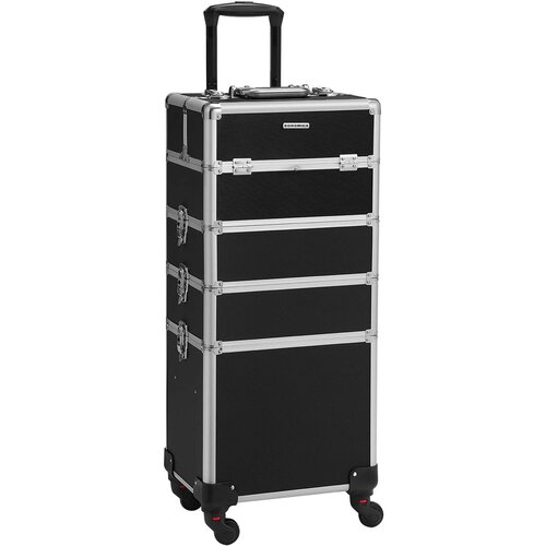 Songmics Profesionalna kozmetična torba, potovalni kozmetični voziček 4 v 1, velik frizerski kozmetični voziček, kovček na zaklepanje s 360-stopinjskimi univer, (21671191) Slike