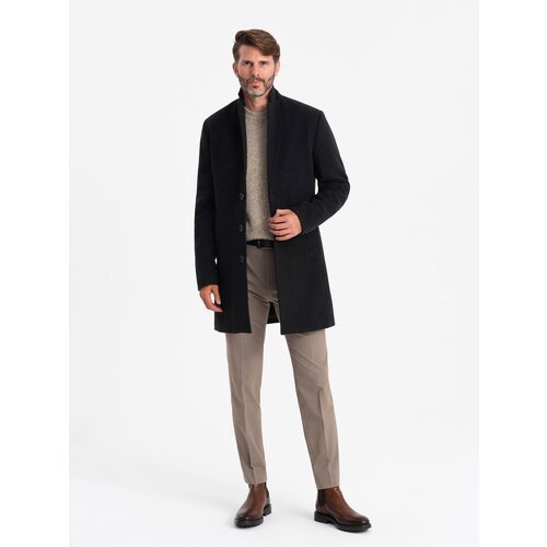 Ombre Single-breasted long men&amp;#039;s suit style coat - black Slike
